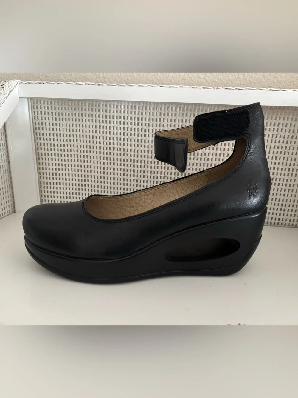 Fly London HELI797FLY Black Mary Jane Platform Wedge Ankle Straps - Worn Once!